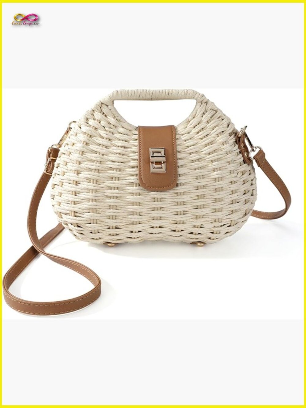 Woven Straw Crossbody Clutch Purse with Adjustable Strap Boho Handbag